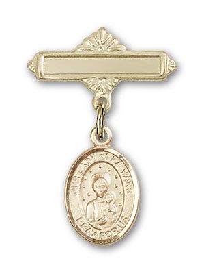 14kt Gold Filled Polished Badge Pin O/L of la Vang Baby Badge - Engravable