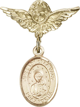 14kt Gold Filled Small Angel w/Wings O/L of la Vang Baby Badge - Engravable