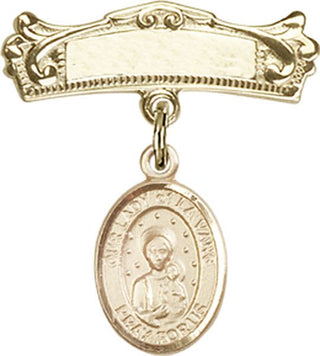 14kt Gold Badge Pin O/L of la Vang Baby Badge - Engravable