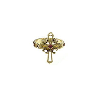 Carded 14K Gold-Dipped Red Cross Ring Size 5.0
