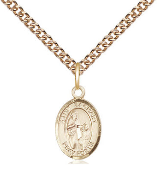 14kt Gold Saint Zachary Medal Engraved Catholic Saint Jewelry