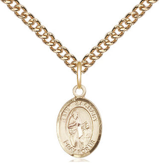14kt Gold Saint Zachary Medal Engraved Catholic Saint Jewelry