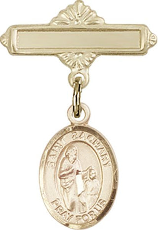 14kt Gold Filled Polished Badge Pin St. Zachary Baby Badge - Engravable