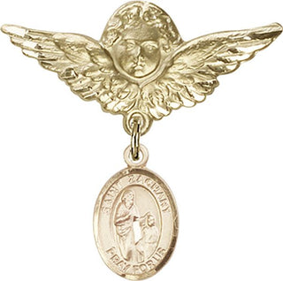 14kt Gold Filled Large Angel w/Wings St. Zachary Baby Badge - Engravable