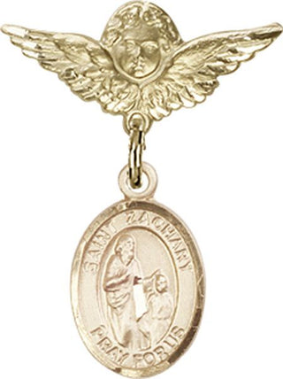 14kt Gold Filled Small Angel w/Wings St. Zachary Baby Badge - Engravable