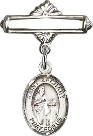 Sterling Silver Polished Badge Pin St. Zachary Baby Badge - Engravable