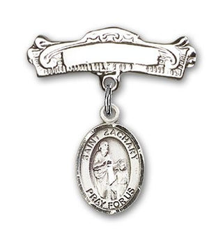 Sterling Silver Badge Pin St. Zachary Baby Badge - Engravable