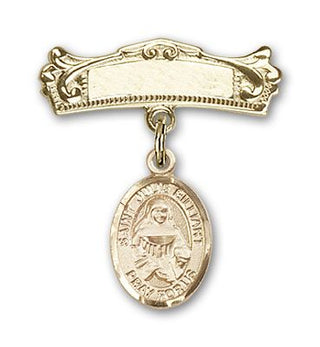 14kt Gold Badge Pin St. Julie Billiart Baby Badge - Engravable