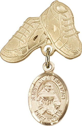 14kt Gold Baby Boots St. Julie Billiart Baby Badge - Engravable