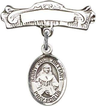 Sterling Silver Badge Pin St. Julie Billiart Baby Badge - Engravable