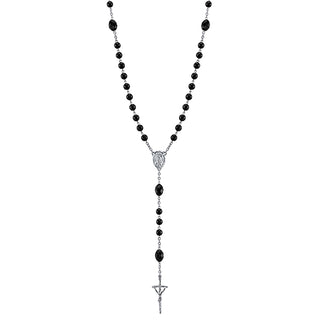 Silver-Tone and Black Bead Papal Rosary