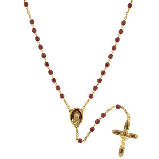 14K Gold-Dipped Red Bead and Red Enamel Rosary