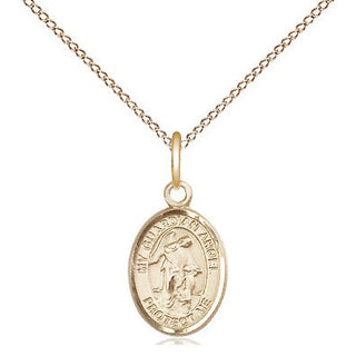 14kt Gold Guardian Angel Medal Engraved Catholic Saint Jewelry