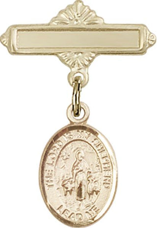 14kt Gold Filled Polished Badge Pin Lord Is My Shepherd Baby Badge - Engravable