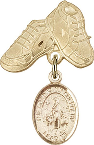 14kt Gold Filled Baby Boots Lord Is My Shepherd Baby Badge - Engravable