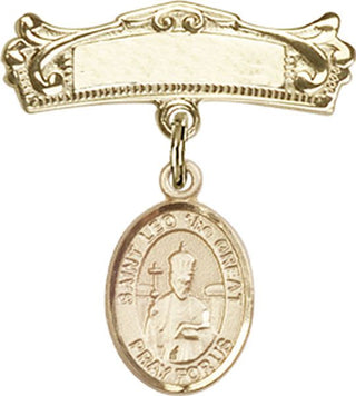 14kt Gold Filled Badge Pin St. Leo the Great Baby Badge - Engravable