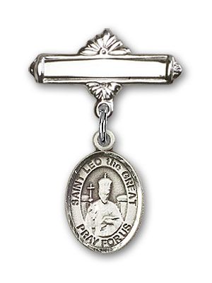 Sterling Silver Polished Badge Pin St. Leo the Great Baby Badge - Engravable