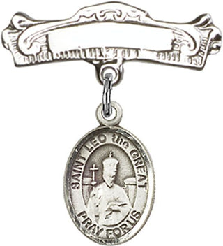 Sterling Silver Badge Pin St. Leo the Great Baby Badge - Engravable
