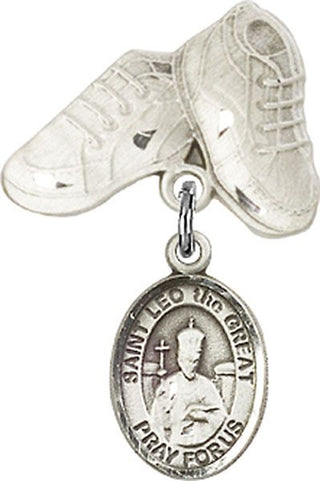 Sterling Silver Baby Boots St. Leo the Great Baby Badge - Engravable