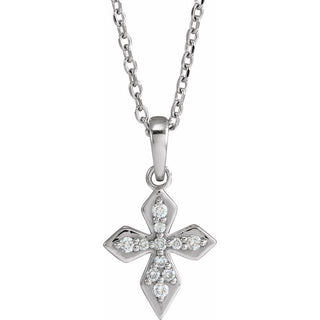 Platinum .05 CTW Natural Diamond Petite Cross 16-18" Necklace