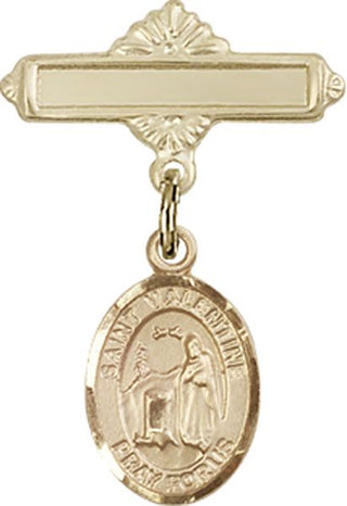 14kt Gold Filled Polished Badge Pin St. Valentine of Rome Baby Badge - Engravable