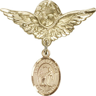 14kt Gold Filled Large Angel w/Wings St. Valentine of Rome Baby Badge - Engravable