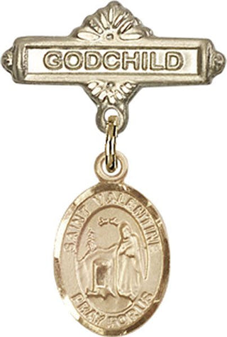 14kt Gold Filled Godchild St. Valentine of Rome Baby Badge - Engravable