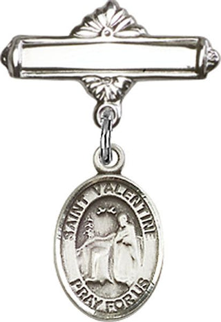 Sterling Silver Polished Badge Pin St. Valentine of Rome Baby Badge - Engravable
