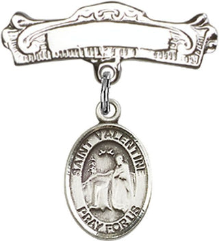 Sterling Silver Badge Pin St. Valentine of Rome Baby Badge - Engravable