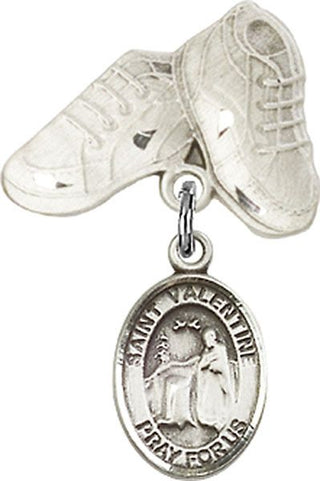 Sterling Silver Baby Boots St. Valentine of Rome Baby Badge - Engravable