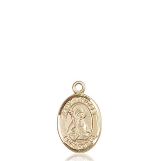 14kt Gold Saint Bridget of Sweden Medal Engraved Catholic Saint Jewelry