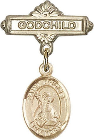 14kt Gold Filled Godchild St. Bridget of Sweden Baby Badge - Engravable