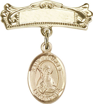 14kt Gold Badge Pin St. Bridget of Sweden Baby Badge - Engravable