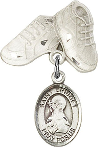 Sterling Silver Baby Boots St. Bridget of Sweden Baby Badge - Engravable