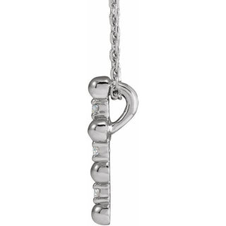 14K White .07 CTW Natural Diamond Beaded Cross 16-18" Necklace