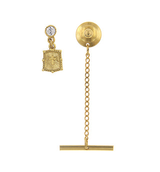 14K Gold-Dipped Crystal Cross Tie Tack