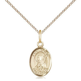 14kt Gold Saint Brigid of Ireland Medal Engraved Catholic Saint Jewelry
