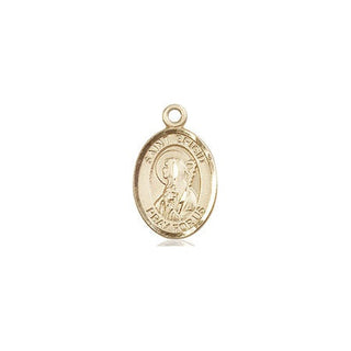 14kt Gold Saint Brigid of Ireland Medal Engraved Catholic Saint Jewelry