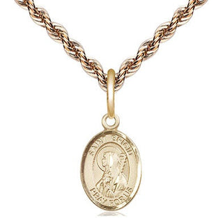 14kt Gold Saint Brigid of Ireland Medal Engraved Catholic Saint Jewelry