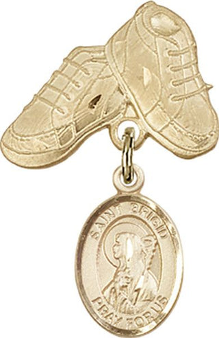 14kt Gold Filled Baby Boots St. Brigid of Ireland Baby Badge - Engravable