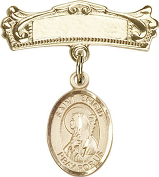 14kt Gold Badge Pin St. Brigid of Ireland Baby Badge - Engravable