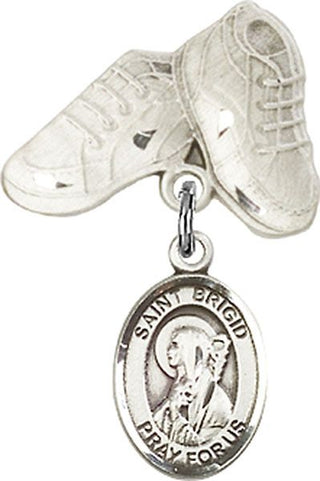 Sterling Silver Baby Boots St. Brigid of Ireland Baby Badge - Engravable