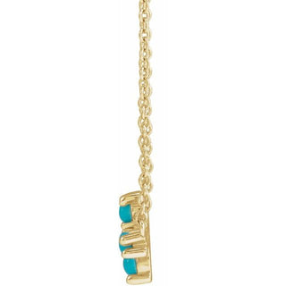14K Yellow Natural Turquoise Sideways Cross 18" Necklace
