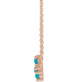 14K Rose Natural Turquoise Sideways Cross 18" Necklace