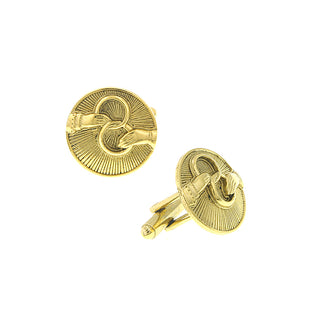 14K Gold-Dipped Interlocking Rings Round Cuff Links