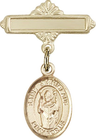 14kt Gold Filled Polished Badge Pin St. Stanislaus Baby Badge - Engravable