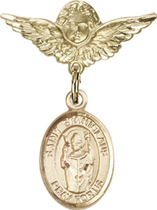 14kt Gold Filled Small Angel w/Wings St. Stanislaus Baby Badge - Engravable