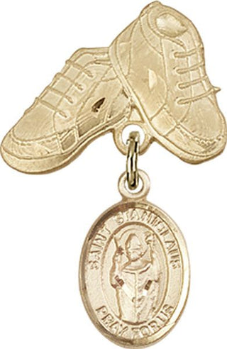 14kt Gold Baby Boots St. Stanislaus Baby Badge - Engravable