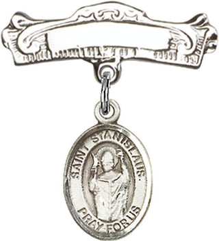 Sterling Silver Badge Pin St. Stanislaus Baby Badge - Engravable