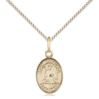 14kt Gold Saint Walburga Medal Engraved Catholic Saint Jewelry